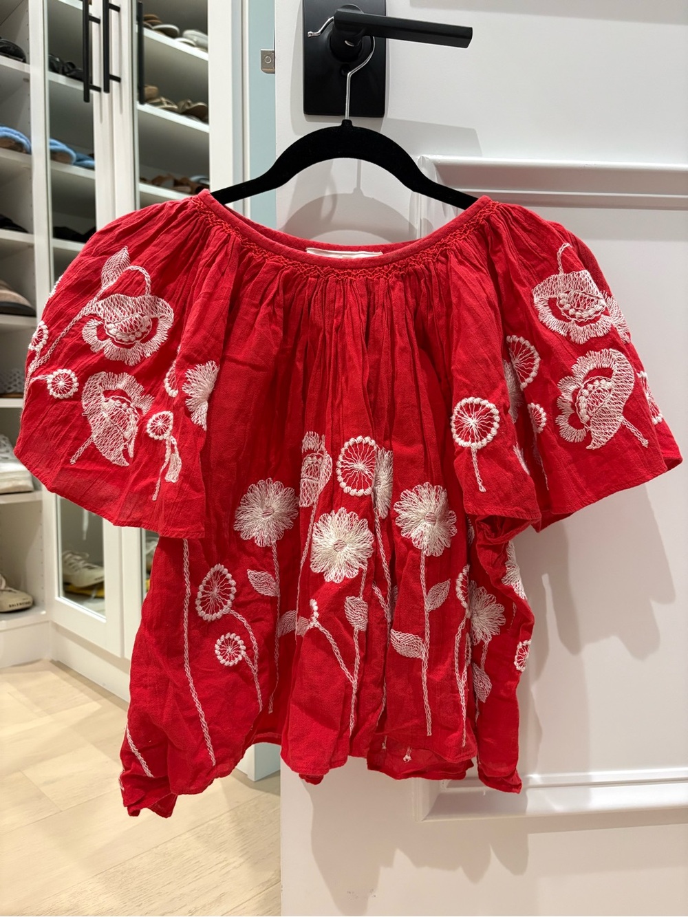 Women’s The Great red flowy peasant blouse shirt size 2